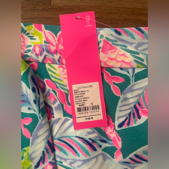 Lilly Pulitzer Debbie Skirt Maldives Green Turtle Wave size 12 NWT - Picture 7 of 7